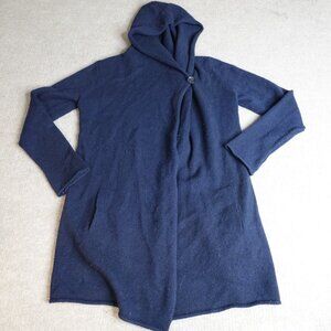 Vince Womens Sweater XS Blue Hooded Cardigan Cape Yak Wool